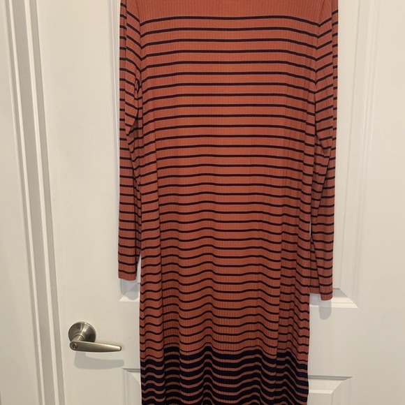 LOFT Striped Henley Midi Dress Sz L $89.50 - Picture 6 of 6